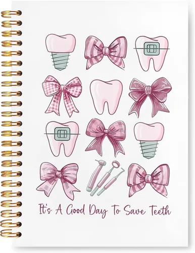 Cuaderno de regalos para dentistas, asistente de higienista dental, regalos de oficina para mujeres, cuaderno de tapa dura en espiral de 5.5 x 8.3