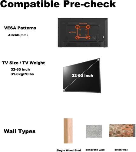 Miniatura 4 de Soporte de pared para TV de movimiento completo, con giro e inclinación, para televisores de 32" a 60" y paneles planos, LCD LED de hasta 70 libras
