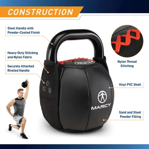 Miniatura 5 de Marcy Pesa rusa suave de entrenamiento de fuerza con mango para levantamiento de pesas, acondicionamiento, fuerza y entrenamiento de núcleo, 10