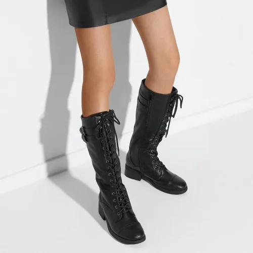 Miniatura 6 de DREAM PAIRS - Botas de poliuretano a la rodilla para mujer, estilo de equitación o combate
