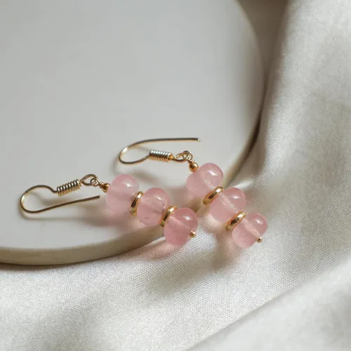 Miniatura 5 de Gempires - Aretes ligeros con cuentas hechas a mano, hipoalergénicos, chapados en oro, aretes colgantes para mujer