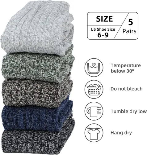 Miniatura 4 de Zando Athletic Sports Knit Pattern Womens Winter Socks Crew Cut Cashmere Retro Thick Warm Soft Wool Socks