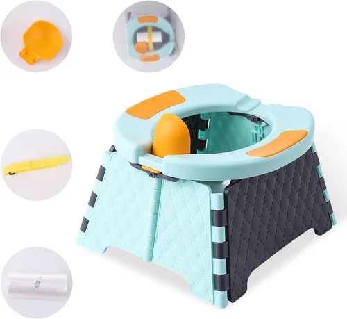 Miniatura 16 de Orinal portátil para viajes de niños pequeños, silla de entrenamiento para ir al baño con bolsa de viaje, inodoro de entrenamiento para ir al aire