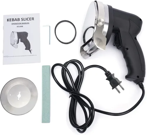 Miniatura 7 de Cortador eléctrico de carne profesional Shawarma Doner cortador de carne 110 V 80 W Gyro Carver máquina de mano 0.039-0.315 in de grosor de corte