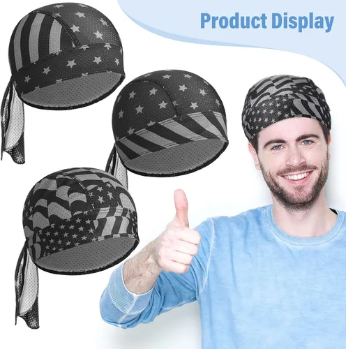 Miniatura 6 de Chuangdi 3 unidades Do Rags Dew Rag Skull Caps para hombres, bandana, gorros, sombreros pirata, gorras de ciclismo, diademas para la cabeza