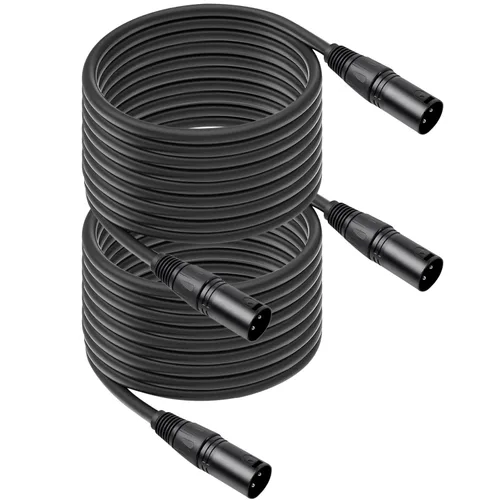Miniatura 10 de Paquete de 2 cables de micrófono XLR macho a macho de 3 pines, cable de audio equilibrado profesional con cobre sin oxígeno, conectores chapados