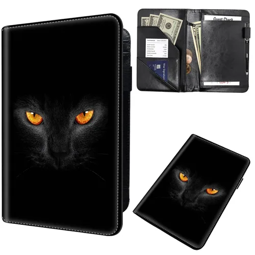 Miniatura 37 de Libreta de pedidos para camarera, cartera de cuero con bolsillo con cremallera oculta, soporte para bolígrafos, lindo organizador para camarera