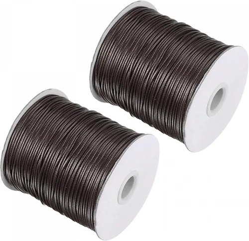 Miniatura 9 de uxcell 2 cuerdas de poliéster encerado de 0.059 pulgadas (518.4 ft) (172 yardas), cuerda de manualidades para hacer joyas, pulseras, collares, Negro
