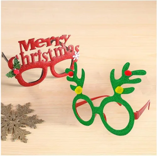 Miniatura 5 de BOLZRA Diademas de Navidad para fiestas, marcos de gafas con renos y árbol de Navidad, diseños de purpurina para disfraces de vacaciones, cabina
