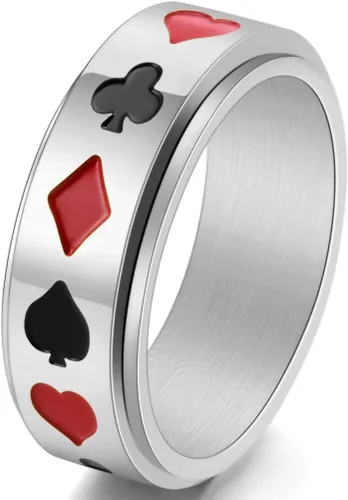 Anillos giratorios giratorios chapados en oro de 18 quilates con circonita cúbica para mujeres y hombres 0.315 in de acero inoxidable con patrón de