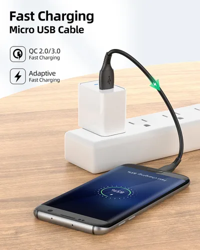 Miniatura 2 de Cable micro USB de 0.5 pies y 6 pulgadas, [3 unidades, 0.5 pies] cargador Android duradero cable corto cable de carga rápida para Samsung Galaxy S7