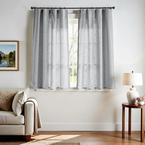 Miniatura 88 de JINCHAN Cortinas de lino de 108 pulgadas de largo, juego de 2 paneles, cortinas de ventana para sala de estar y dormitorio, cortinas