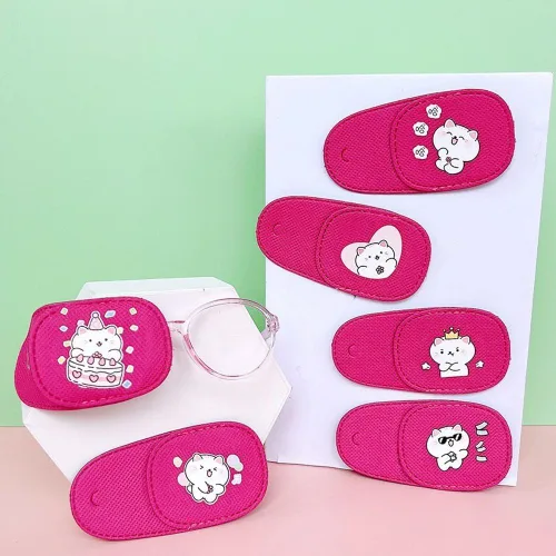 Miniatura 7 de 6 parches para ojos para niños, parche de ojo de gato rosa suave, para oclusión médica, reutilizable, sobre lentes para ojos perezosos, ambliopía