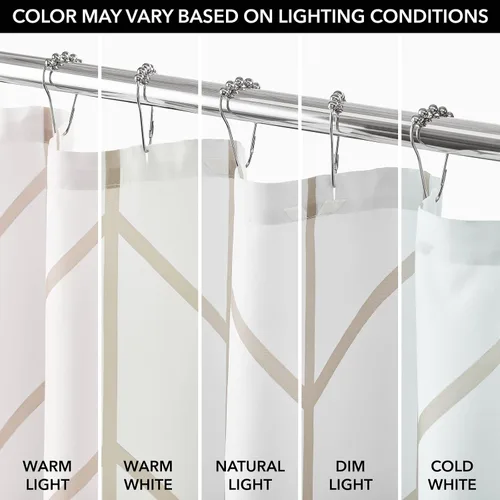 Miniatura 6 de mDesign - Cortina de ducha de tela de fácil cuidado con ojales reforzados, para duchas y bañeras, lavable a máquina, diseño de zigzag, 72” x 72