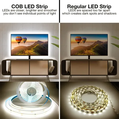 Miniatura 3 de DAYBETTER Tira LED COB, 16.4 pies de tira de luces LED blancas, tira de luz LED regulable 4000K blanco neutro brillante, 24V, 1600LEDs, 2835 cinta