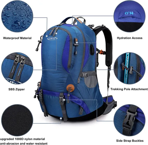 Miniatura 3 de Mochila G4Free de 11 gal para uso en exteriores, campamento, alpinismo, senderismo con funda para lluvia. azul (Blue01)