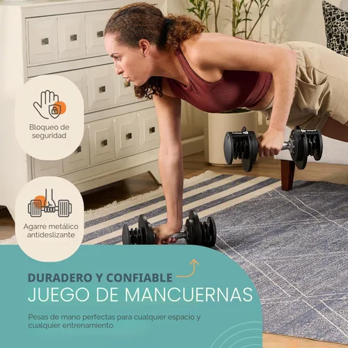 Miniatura 6 de Lifepro Adjustable Dumbbells Set – Quick Adjustment, Anti Slip Handle – Space Saving & Strength Training Weights for Home Gym Exercise & Fitness Par
