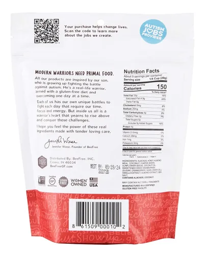 Miniatura 2 de BeeFree Warrior Mix Granola sin gluten – Bocaditos de granola gruesos Paleo, bajo en carbohidratos, sin granos, sin conservantes, sin avena