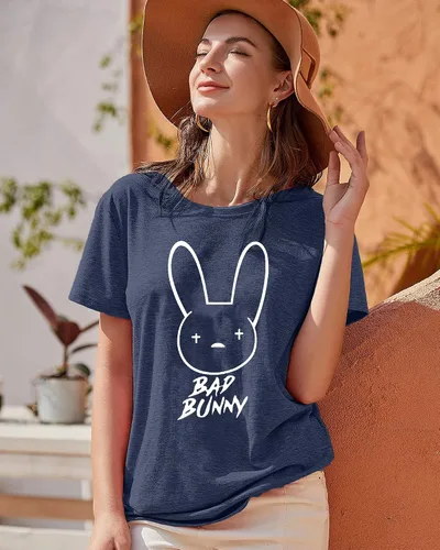 Miniatura 5 de Bad Bunny - Camiseta de Pascua para mujer, diseño divertido de conejo, para verano, vacaciones, hip hop, regalo