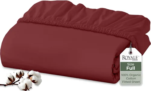Miniatura 54 de Royale Linens Sábana bajera ajustable de algodón 100% orgánico - Tejido percal - Sábanas bajeras de bolsillo profundo súper suaves - Sábana elástica