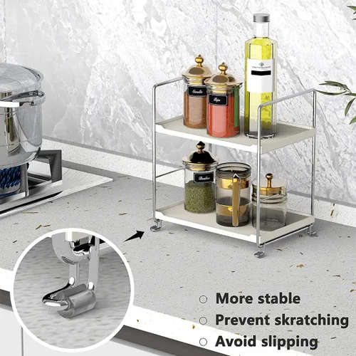Miniatura 6 de Estante organizador apilable independiente de plástico/metal, estante de almacenamiento de encimera de baño, organizador de cosméticos, estante