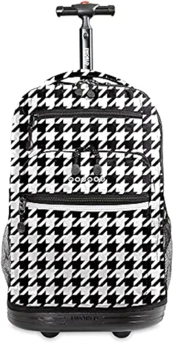 Miniatura 39 de J World Sundance Mochila Rodante para Laptop para Niñas y Niños. Mochila Escolar con Ruedas, Rombos negro, 20 pulgadas