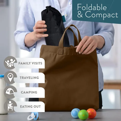 Miniatura 4 de Silla alta de viaje compacta Silla alta portátil para bebé Asiento de arnés esencial de viaje para bebé Imprescindible para vacaciones, Gris