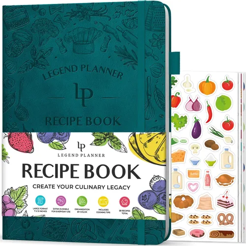 Miniatura 7 de Legend - Libro de recetas familiar en blanco para escribir tus propias recetas, diario de cocina vacío, cuaderno de cocina personalizado, tapa dura