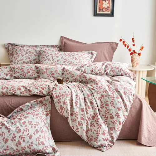Miniatura 47 de Mixinni Juego de Colcha Reversible, 100% algodón, 3 piezas, diseño elegante bordado, fundas decorativas con bordado suave, Algodón, Patrón5272.