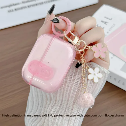 Miniatura 2 de Bonita funda Magsafe para Airpods Pro 2, clip de bloqueo para niñas y mujeres, con dijes de flores y kit de limpieza, TPU suave, Airpods iPod Pro