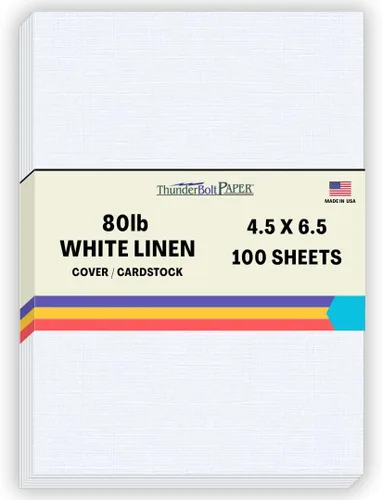 100 hojas de papel de cubierta de lino blanco brillante 80# – 4.5 x 6.5 pulgadas, invitación 1/2 pulgada más pequeña que 5 x 7 – peso de tarjeta de