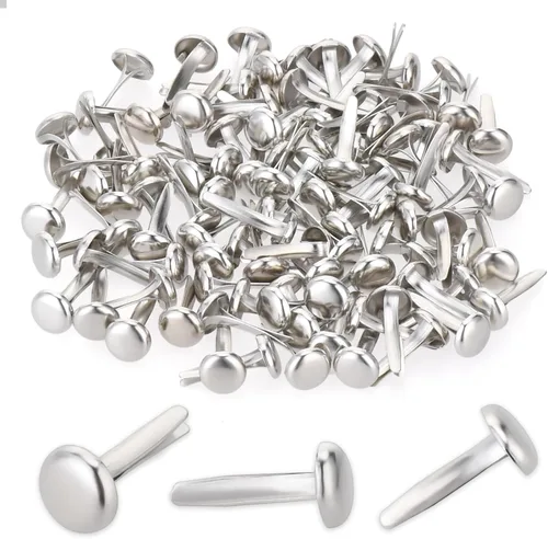 Miniatura 9 de 100 piezas de sujetadores de papel de latón, sujetadores redondos, mini clavos de metal para niños, manualidades, manualidades, proyecto escolar