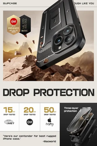 Miniatura 3 de SUPCASE Funda para iPhone 15 Pro con soporte y clip para cinturón, [Unicorn Beetle Pro] [Protector de pantalla integrado]