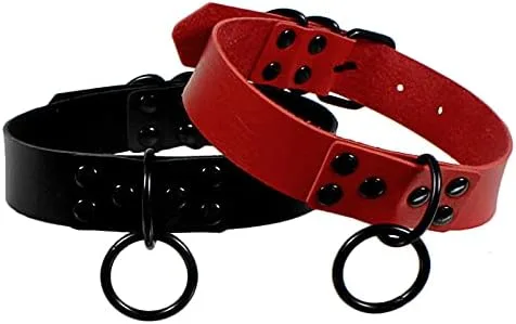 Miniatura 7 de Gangel Gargantilla circular de piel sintética con collar de roca gótica ajustable accesorio para disfraz de cosplay paquete de 1
