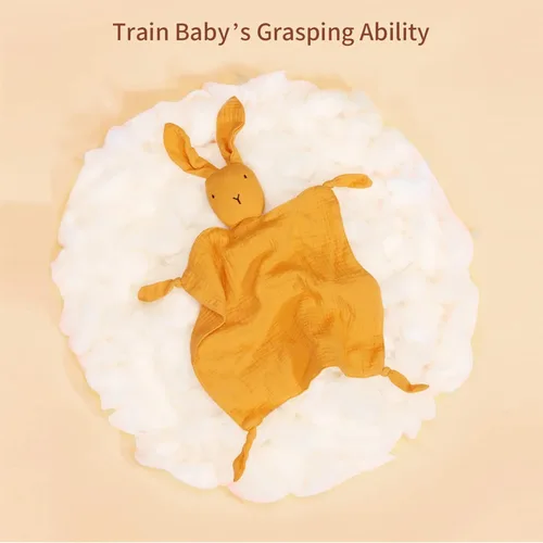 Miniatura 8 de insular Manta de conejo Lovey para niños y niñas, manta de seguridad de muselina de algodón orgánico para bebés, suave y transpirable, toalla Conejo