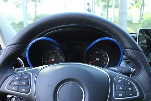 Miniatura 5 de YIWANG ABS plástico tablero monitor borde marco ajuste 1 unid para Mercedes Benz GLC X253 C Clase W205 2015-2019 Auto Accesorios (azul)