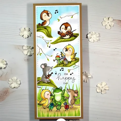 Miniatura 3 de Juego de sellos y troqueles para celebrar pájaros para hacer tarjetas, sellos transparentes y juegos de troqueles de corte de metal para álbumes