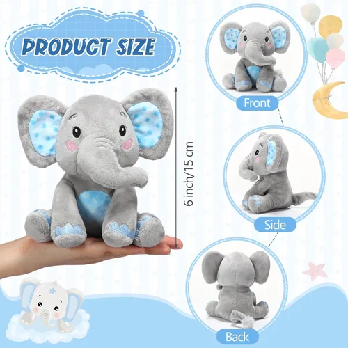 Miniatura 2 de Libima 4 piezas de animales de peluche de elefante pequeño a granel de 6 pulgadas, lindos animales de peluche suaves para niños y niñas, bebés, Azul