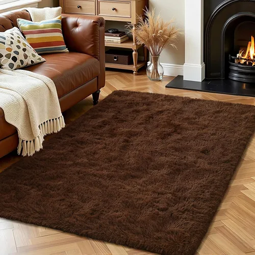 Miniatura 22 de HOMORE Alfombra de pasillo de 2 x 4 pulgadas, alfombra negra para dormitorio, alfombras esponjosas para pasillo, mesita de noche, alfombras largas