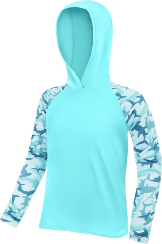 Miniatura 14 de Sudadera con capucha para niños, protección solar UPF 50+, manga larga, protección solar UV, camisa de pesca para niños y jóvenes, camisas de agua