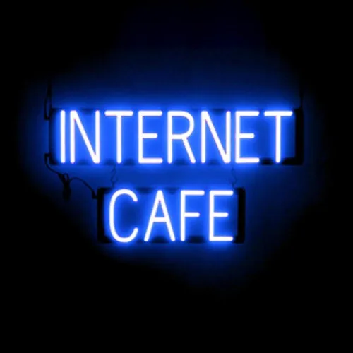 Miniatura 28 de SpellBrite Letrero WI-FI Letrero relacionado con café con aspecto de neón, fuente de luz LED azul 15.4 x 6.3 pulgadas