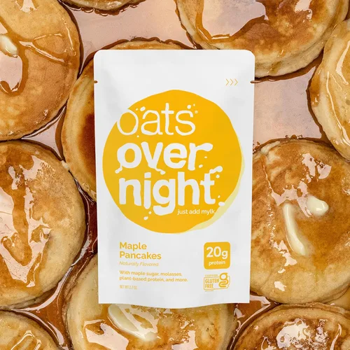 Miniatura 6 de Oats Overnight - Panqueques de arce - Vegano, 0.71 oz de proteína, batido de desayuno alto en fibra - Sin gluten, avena sin OMG (2.5 oz por comida)