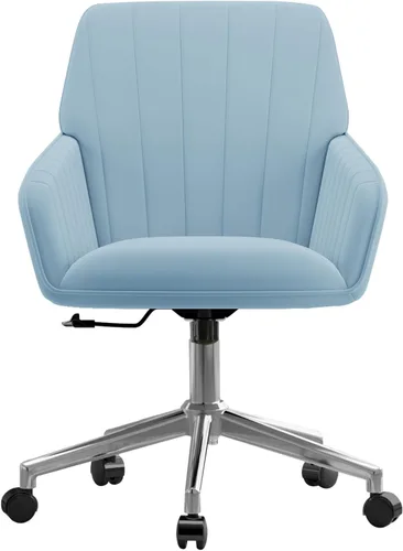 Miniatura 31 de Silla de escritorio de terciopelo con rayas para oficina en casa, silla tapizada moderna con altura ajustable y giro de 360°, con ruedas, silla