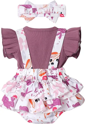 Miniatura 2 de SAPGEJJDJFGE Newborn Baby Girl Clothes Infant Long Sleeve Ruffle Romper Baby Fall Winter Outfits for Girls with Headband