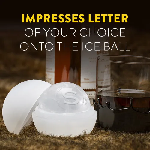 Miniatura 2 de Paquete de 2 moldes para hacer bolas de hielo de whisky con monograma, molde de esfera de silicona premium grabado con letras de la A a la Z, ideal