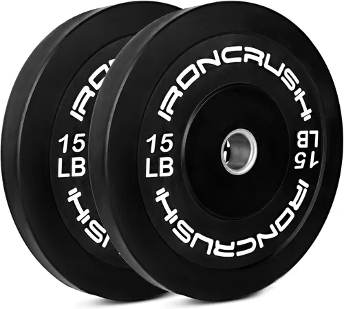 Iron Crush Juego de placas olímpicas para parachoques, pesas de goma virgen para entrenamiento de fuerza, se adapta a pesas de 2 pulgadas, se venden