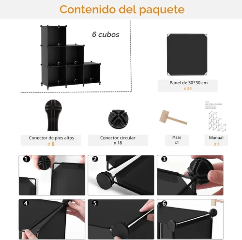 Miniatura 9 de AWTATOS Organizador de Almacenamiento en Cubos, Estantes de Cubos de Almacenamiento Estantería, 6 Cubos Organizadores de Closet y Almacenamiento