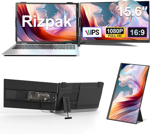 Miniatura 10 de Extensor de pantalla para portátil con un cable, monitor portátil triple ultrafino de 15.6 pulgadas, pantalla IPS FHD de 1080P, conexión
