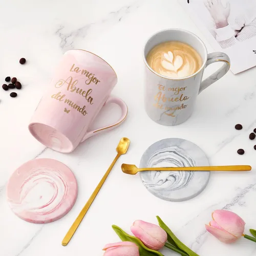 Miniatura 4 de Maustic Abuela Abuelo Regalos en español, Las Mejores Tazas de Café de Abuela y Abuelo, Tazas de Café de la Mejor Abuela y Abuelo del Mundo, Regalos