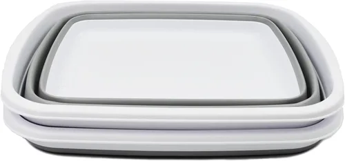 Miniatura 3 de SAMMART Tina plegable de 10 litros (2.6 galones) - Tina plegable para platos - Lavabo portátil - Tina de plástico que ahorra espacio (blanco/gris, 2)